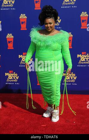 Los Angeles, USA. 16. Juni 2019. Lizzo besucht die 2019 MTV Movie & TV Auszeichnungen bei Barker Hangar in Los Angeles, USA, am 15. Juni 2019. | Verwendung der weltweiten Kredit: dpa Picture alliance/Alamy leben Nachrichten Stockfoto