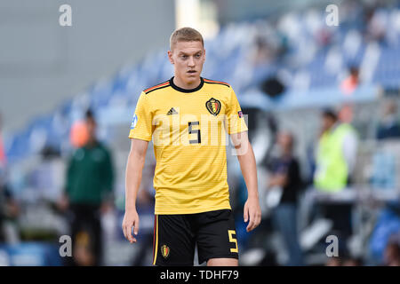 Reggio Emila, Italien. 16 Juni, 2019. Casper De Norre von Belgien während der UEFA U-21 Europameisterschaft Match zwischen Polen U-21 v Belgien U-21 an Stadio Cittˆ del Tricolore, Reggio Emila, Italien am 16. Juni 2019. Foto von Giuseppe Maffia. Credit: UK Sport Pics Ltd/Alamy leben Nachrichten Stockfoto
