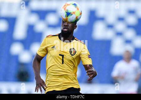 Reggio Emila, Italien. 16 Juni, 2019. Isaac Mbenza Belgien während der UEFA U-21 Europameisterschaft Match zwischen Polen U-21 v Belgien U-21 an Stadio Cittˆ del Tricolore, Reggio Emila, Italien am 16. Juni 2019. Foto von Giuseppe Maffia. Credit: UK Sport Pics Ltd/Alamy leben Nachrichten Stockfoto