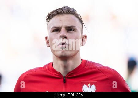 Reggio Emila, Italien. 16 Juni, 2019. Szymon Zurkowski der Polen während der UEFA U-21 Europameisterschaft Match zwischen Polen U-21 v Belgien U-21 an Stadio Cittˆ del Tricolore, Reggio Emila, Italien am 16. Juni 2019. Foto von Giuseppe Maffia. Credit: UK Sport Pics Ltd/Alamy leben Nachrichten Stockfoto