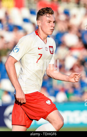 Reggio Emila, Italien. 16 Juni, 2019. Szymon Zurkowski von Polandduring die UEFA U-21 Europameisterschaft Match zwischen Polen U-21 v Belgien U-21 an Stadio Cittˆ del Tricolore, Reggio Emila, Italien am 16. Juni 2019. Foto von Giuseppe Maffia. Credit: UK Sport Pics Ltd/Alamy leben Nachrichten Stockfoto