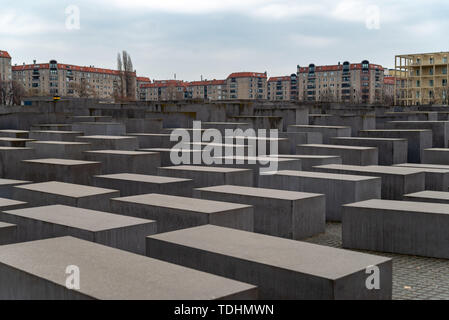 Denkmal für die ermordeten Juden Europas. Berlin, Deutschland. Februar 19, 2019. Stockfoto