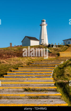 Schritte bis zum neuen Cape Spear Leuchtturm von 1955 in Cape Spear Leuchtturm National Historic Site, Neufundland. Stockfoto