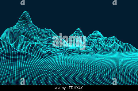 Abstract vector dreidimensionales Netzwerk Hintergrund für große Daten Konzept, Grafik mit künstlicher Intelligenz Konzept Stockfoto