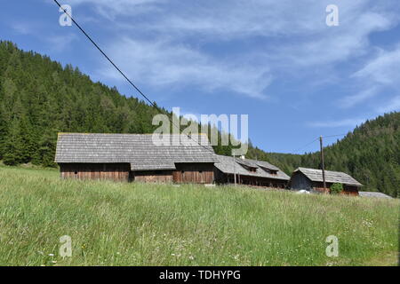 Kärnten, Ernte, Heuernte, Maht, Bergbauer, Hügel, Berge, Alpen, Landwirtschaft, Haus, Landstraße, Bergstraße, Gerlitzen, Gerlitzenstraße, Nockberge, G Stockfoto