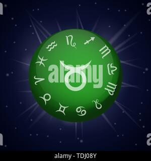 Stier Sternzeichen. Astrologische Horoskop. Vector Illustration Banner. Weltraum Hintergrund. Element Erde Stock Vektor