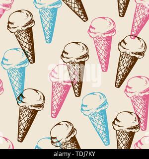 Vintage nahtlose Muster mit Eis. Hand vector Hintergrund Stock Vektor