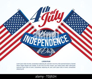 Am 4. Juli Banner. Amerikanische Flaggen für den Hintergrund. Stock Vektor