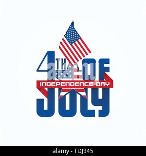 Am 4. Juli typografischen Vektor Design mit amerikanischer Flagge und Stern. Stock Vektor