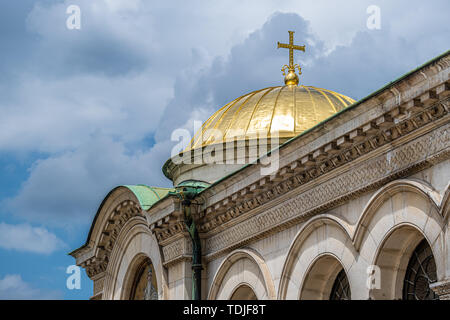 Goldenen Kuppeln der St. Alexander Nevsky Kathedrale, 1882-1912, neo-byzantinischen Stil, Bulgarisch-orthodoxen, Sofia, Bulgarien. Stockfoto