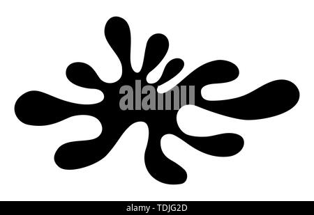 Schwarzer Fleck. Splash Silhouette. Ink Blot. Tropfen schwarzem Lack. Öl. Abstract vector monochromen Abbildung auf weißem Hintergrund. Stock Vektor