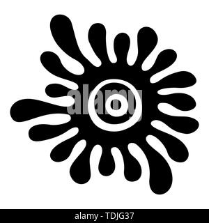 Schwarzer Fleck. Splash Silhouette. Ink Blot. Tropfen schwarzem Lack. Öl. Abstract vector monochromen Abbildung auf weißem Hintergrund. Stilisierte Sonne. Et Stock Vektor