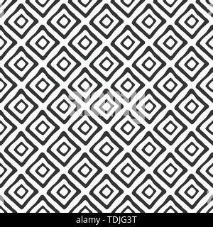 Zusammenfassung nahtlose Muster von Hand Rauten gezeichnet. Pinselstriche. Geometrische Formen. Ethnische Verzierung. Monochromen vector Hintergrund. Stock Vektor