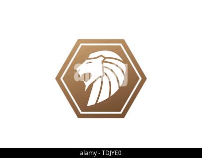 Lion's Head offenen Mund und Brüllen für Logo Design Illustration, Tier König in der Form Symbol Stock Vektor