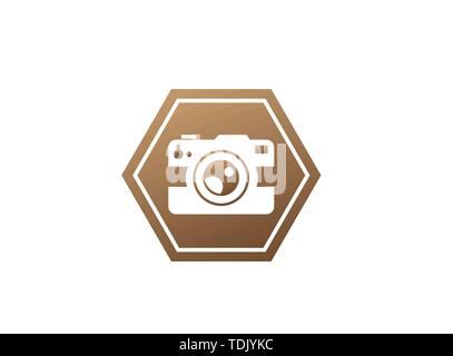 Photographe einer alten Kamera Logo Design Illustration in der Form Stock Vektor