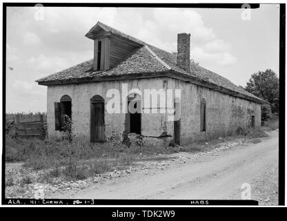 Historischer amerikanischer Gebäude Umfrage E. W. Russell, Fotograf, Juni 19, 1937 ALTE COMMISSARY GEBÄUDE, von Südosten. - Chewacla Limeworks, Kalkofen Straße, Chewacla, Lee County, AL Stockfoto