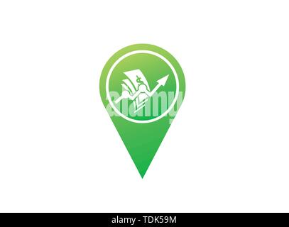 Geld Pfeil Chart Finance für Logo Design Illustration in der Form Symbol Stock Vektor