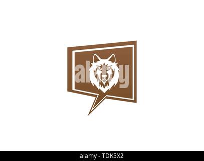 Wolf Kopf und Gesicht nach vorn in einen Chat Symbol für Logo Design Stock Vektor