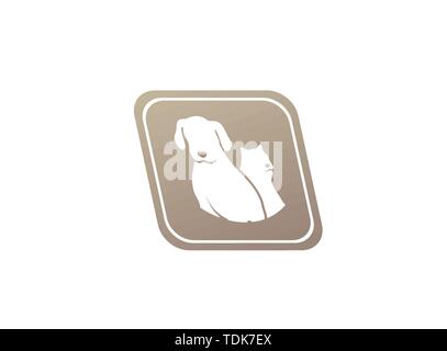 Neben Hund Katze ein freundliches Haustier Familie Logo Design Illustration in einem Symbol Stock Vektor