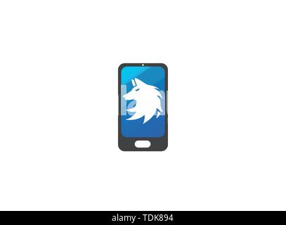 Wolfskopf logo fox Gesicht illustration Design Illustration in einem Smartphone Symbol Stock Vektor