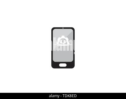 Mechanische Gang Werkzeuge in pignion für Logo Design und Illustration, in einem Smartphone Symbol Stock Vektor