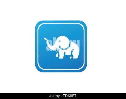 Süße Elefant mit Schlauch und Hörner Logo Design in der Form Stock Vektor