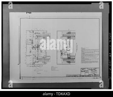 Bedienung von Maschinen Layout, 1941, Waddell und Hardesty, New York City, New York, erstellt. Zeichnung in Sammlung von Hausmeister Site Office, Philadelphia Naval Business Center, Philadelphia, Pennsylvania. - Naval Base Philadelphia-Philadelphia Naval Shipyard, Brücke, Mund der Reserve Becken, Liga Insel, Philadelphia, Philadelphia County, PA Stockfoto