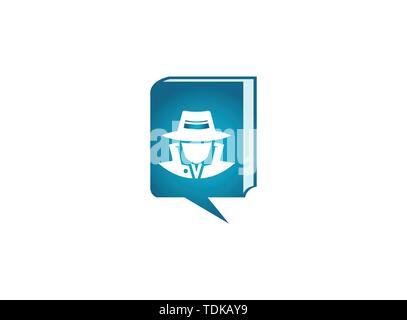 Detektiv Spion mit Hut in einem Chat Symbol für Logo Design Illustration, geheime Symbol Stock Vektor