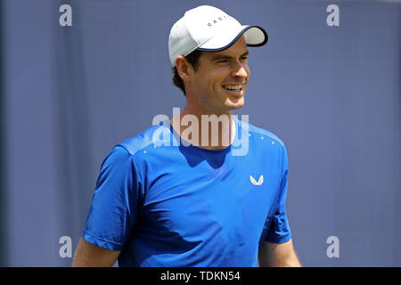 London, Großbritannien. 17 Juni, 2019. Andy Murray (GBR) In der Praxis während der Fieber Baum Tennis Meisterschaften im Queen's Club, West Kensington am Montag, den 17. Juni 2019. (Credit: Jon Bromley | MI Nachrichten) Credit: MI Nachrichten & Sport/Alamy leben Nachrichten Stockfoto