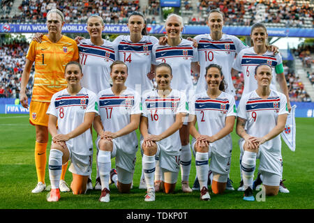 Reims, Frankreich. 17 Juni, 2019. REIMS, 17-06-2019, Stade Auguste-Delaune, Wm 2019, die Republik Korea, Norwegen Frauen, team Norwegen während des Spiels Korea Republik - Norwegen Damen Credit: Pro Schüsse/Alamy leben Nachrichten Stockfoto