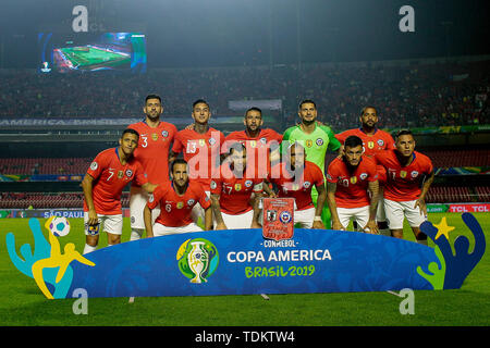 Estadio Morumbi, São Paulo, Brasilien. 17 Juni, 2019. Copa America Fußball-Turnier, Chile gegenüber Japan; Spieler von Chile stellt für offizielle Foto: Aktion plus Sport/Alamy leben Nachrichten Stockfoto