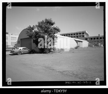 Oblique Ansicht von Nordwesten und Südwesten. Blick Richtung Osten - US Naval Base, Pearl Harbor, Lager, West End der zweiten Straße, Pearl City, Honolulu County, HI Stockfoto