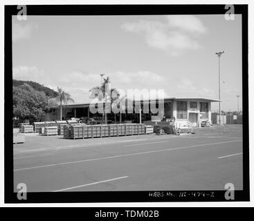 Oblique Ansicht von Südwesten und Nordwesten, Blick Richtung Osten - Nordosten - US Naval Base, Pearl Harbor, Dry Dock Nr. 4, Kombüse, dritte Straße an der Kreuzung der Avenue I, Pearl City, Honolulu County, HI Stockfoto