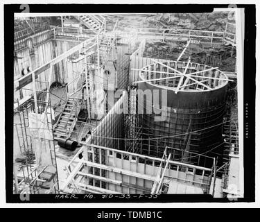 PBF Reaktorgebäude (PRO-620). Stock auf der linken Seite ist der erste Keller. Fotograf - Farmer-Capek. Datum - 17. März 1967. INEEL negativ. 67-1753 - Idaho National Engineering Laboratory, spert-I und Power Burst Werksbereich, Scoville, Butte County, ID Stockfoto