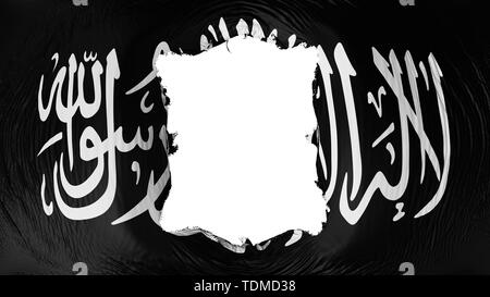 Quadratische Loch im schwarzen Jihad Flagge Stockfoto