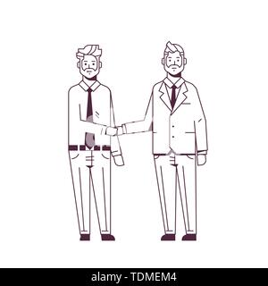 Paar Geschäftsmänner handshaking Business Partner die Hand schütteln während der Sitzung Vereinbarung Konzept der Partnerschaft männlichen Kollegen in formale Abnutzung stehend Stock Vektor