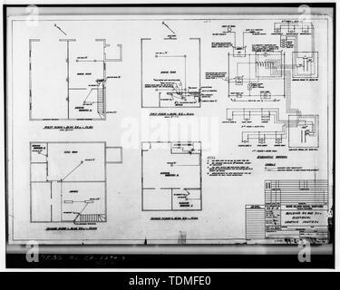 Kopie der Zeichnung 99 - E-2, Gebäude 99 und 99 eine elektrische Steuerung der Beleuchtung, Januar 1957. - Mare Island Naval Shipyard, Firehouse, Vallejo, Solano County, CA Stockfoto