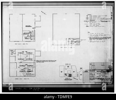 Kopie der Zeichnung 99-E-3, Gebäude 99 und 99 EINE ELEKTRISCHE BELEUCHTUNG REVISIONEN, November 1957. - Mare Island Naval Shipyard, Firehouse, Vallejo, Solano County, CA Stockfoto