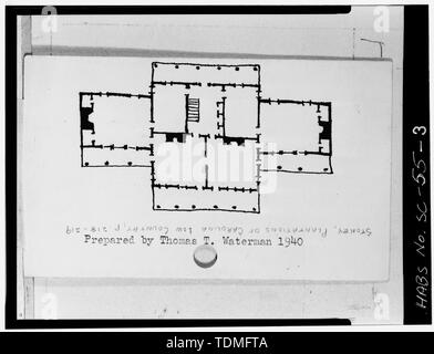 Fotokopie des GRUNDRISSES AUS EINER SKIZZE AUF DER 1940 HABS INDEX CARD - Springfield, Eutawville, Orangeburg County, SC; Champlin, George Stockfoto