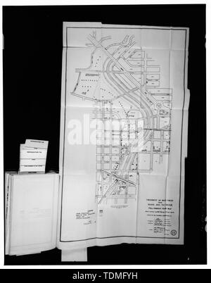 Kopie DER KARTE VON VORGESCHLAGENEN GESCHLOSSENEN TAL BEHANDLUNG, von 1908 BERICHT - Rock Creek und Potomac Parkway, Washington, District of Columbia, DC Stockfoto