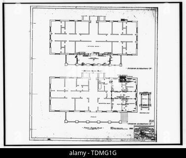 Kopie der ursprünglichen Zeichnung (von der Direktion der Anlagenbau, HQ Presidio von San Francisco, Kalifornien 94129) ersten/zweiten GRUNDRISSE (ÄNDERUNGEN DER GEBÄUDE. 1020), 'C' und Änderungen der Viertel der Krankenschwestern, LETTERMAN GENERAL HOSPITAL, Mai 1929, Blatt 8. - Letterman General Hospital, Krankenschwestern' Quarters, Girard Straße und Lincoln Boulevard, Presidio von San Francisco, San Francisco, San Francisco County, CA Stockfoto