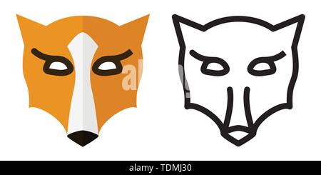 Reihe von Icons - Logos in linearen und Flat Style Fox Head Vector Illustration Stock Vektor