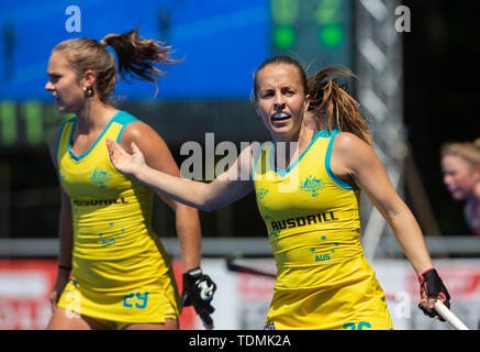 Krefeld, Deutschland, 16. Juni 2019, Hockey, Frauen, FIH-Pro League, Deutschland gegen Australien: Emily Chalker (Australien) Gesten. Stockfoto