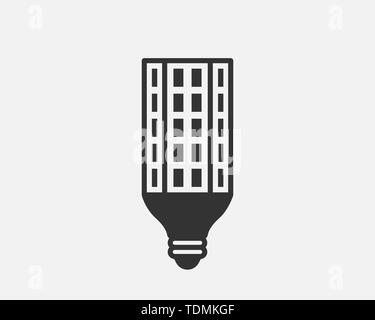 Glühlampe Symbol Vektor. Llightbulb Idee logo Konzept. Lampe Strom icons web design Element. Led-Leuchten isoliert Silhouette. Stock Vektor