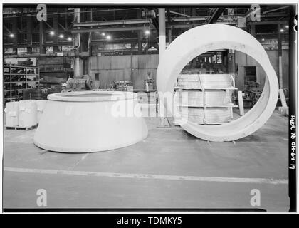 Teile bearbeitet auf Drücken Sie die Taste für den US-amerikanischen Space Shuttle - Alcoa Forging Division, Mesta 50.000-Tonnen geschlossen Gesenkschmieden drücken, 1600 Harvard Avenue, Cleveland, Cuyahoga County, OH bestimmt Stockfoto