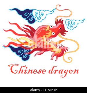 Vector rot Schöne chinesische Drachen Portrait auf weißem Hintergrund Stock Vektor