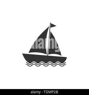 Boot, Segel, Segeln, Schiff, Yacht symbol Vektor-illustration flach Stock Vektor