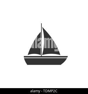 Boot, Segel, Segeln, Schiff, Yacht symbol Vektor-illustration flach Stock Vektor