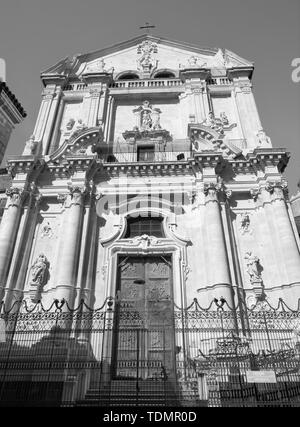 Catania - Das barocke Portal der Kirche Chiesa di San Benedetto. Stockfoto