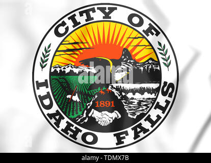 3D-Dichtung von Idaho Falls (Idaho), USA. 3D-Darstellung. Stockfoto
